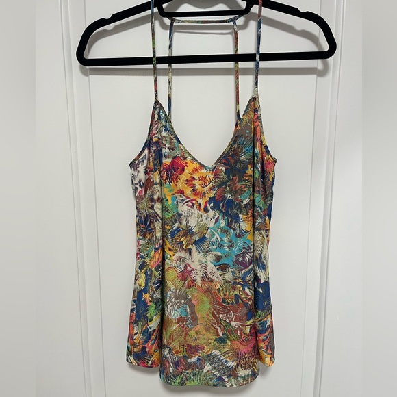 RBL - Bright Floral Print Strappy Camisole Tank Top Blouse - Size Small - NWOT - Picture 1 of 11